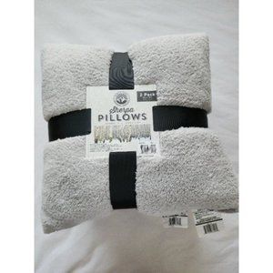 MORGAN Home Sherpa Set of 2 18 x 18 Deco Grey Decorative Pillow